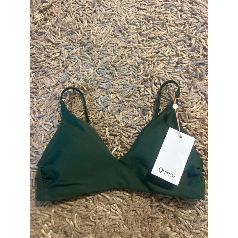 QUINCE Italian V-Neck Bikini Top SUSTAINABLE Swimsuit NWT Palm Green Sz Small S - Picture 3 of 5
